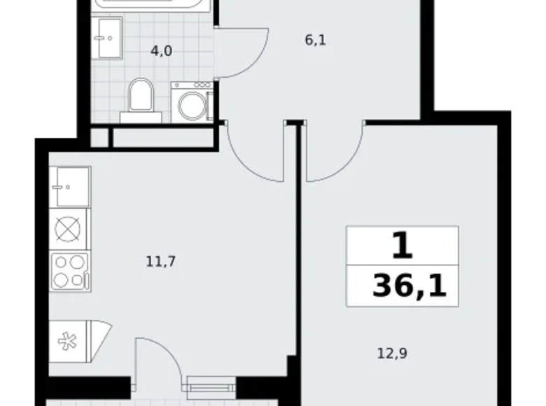 Appartement 1 chambre 36 m² Postnikovo, Fédération de Russie