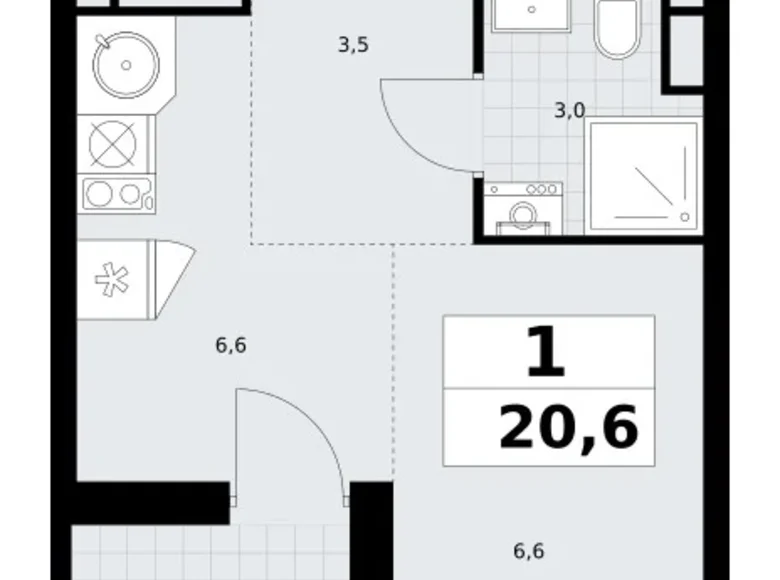 Apartamento 1 habitación 21 m² Postnikovo, Rusia