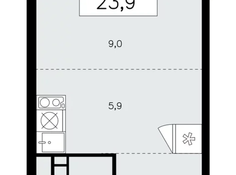 1 room apartment 24 m² Moscow, Russia