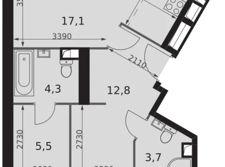 Квартира 3 комнаты 88 м² район Коньково, Россия