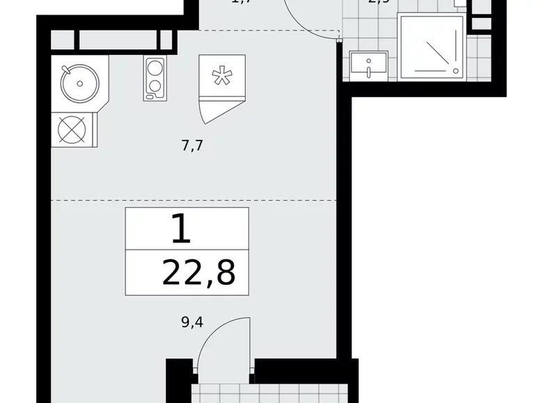 Appartement 1 chambre 23 m² Moscou, Fédération de Russie