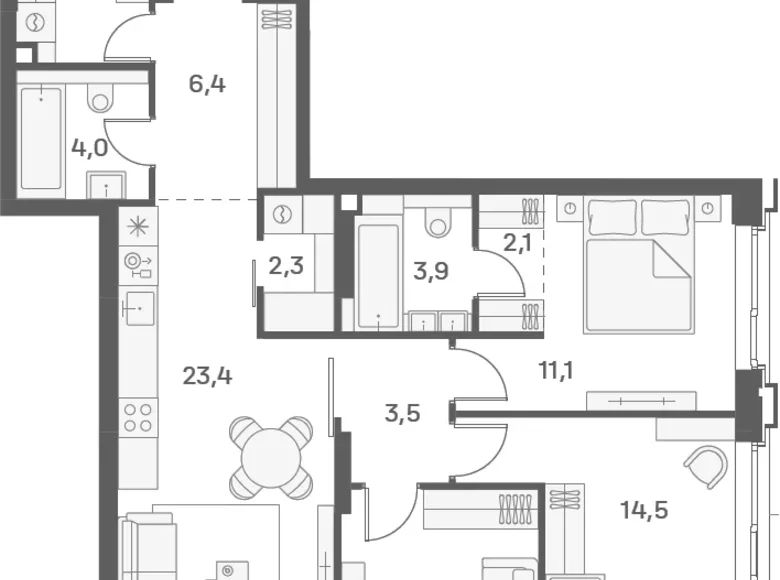 Appartement 4 chambres 88 m² Moscou, Fédération de Russie