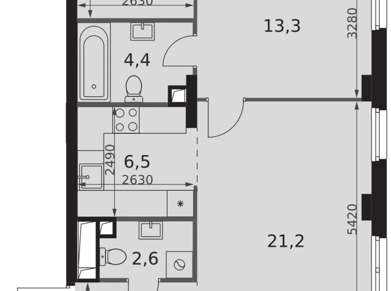 Apartamento 2 habitaciones 57 m² North-Western Administrative Okrug, Rusia