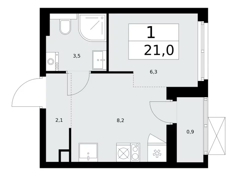 Apartamento 1 habitación 21 m² poselenie Sosenskoe, Rusia
