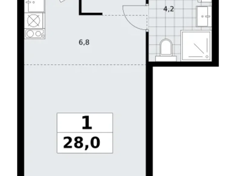 Appartement 1 chambre 28 m² Troïtsk, Russie