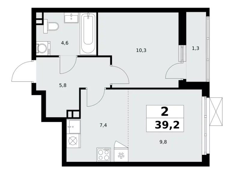 Apartamento 2 habitaciones 39 m² Moscú, Rusia