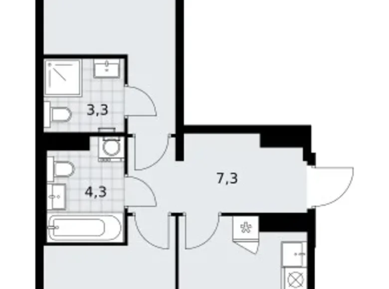 Wohnung 2 zimmer 59 m² Troizk, Russland