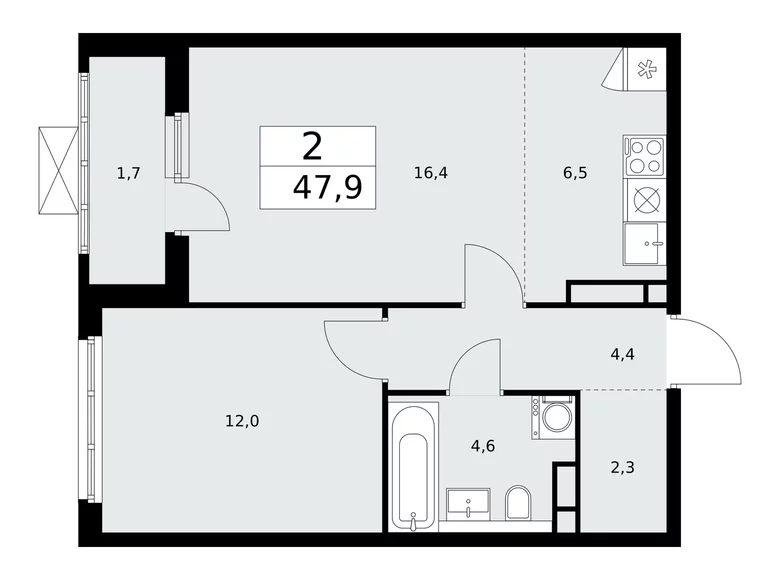 Appartement 2 chambres 48 m² poselenie Sosenskoe, Fédération de Russie