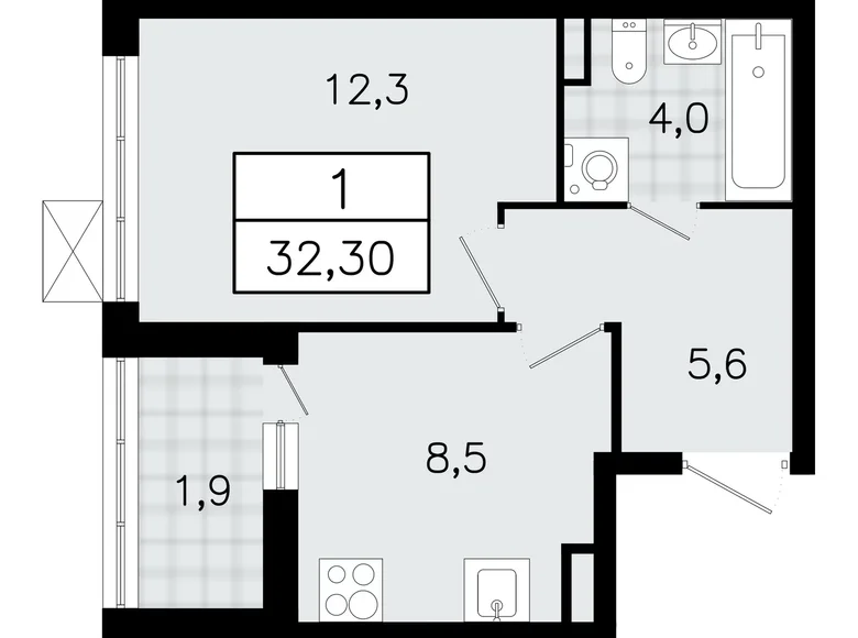 Appartement 1 chambre 32 m² Vsevolozhsk, Fédération de Russie