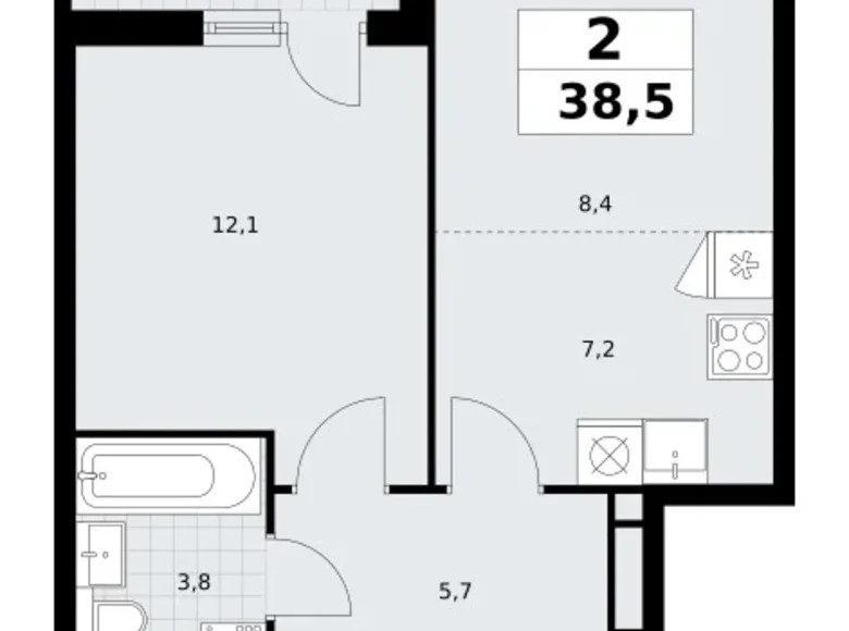 Квартира 2 комнаты 39 м² Postnikovo, Россия