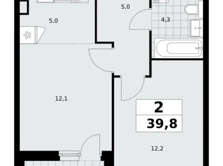 Mieszkanie 2 pokoi 40 m² poselenie Sosenskoe, Rosja