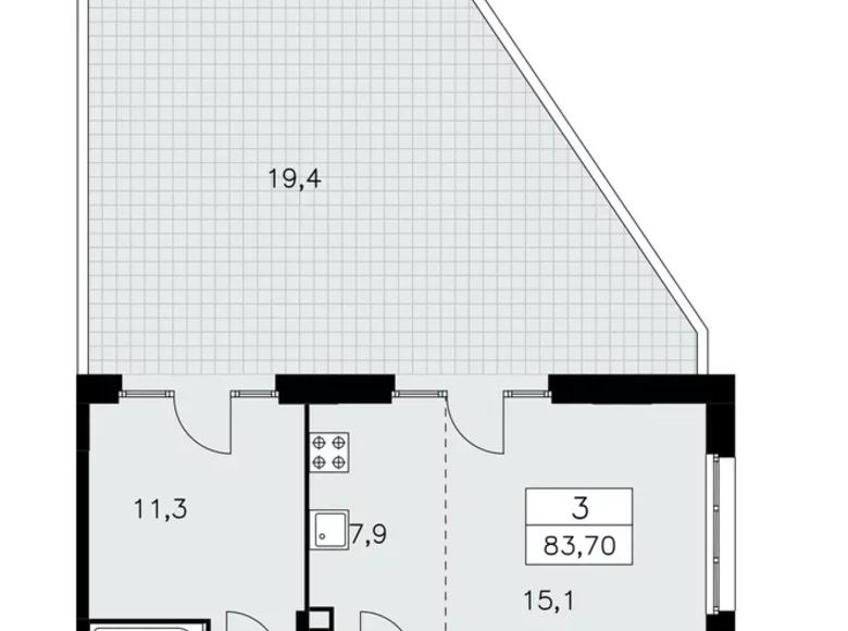 Apartamento 3 habitaciones 84 m² Moscú, Rusia