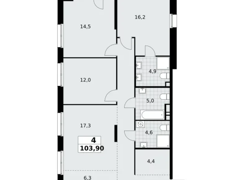 Wohnung 4 zimmer 104 m² Nördlicher Verwaltungsbezirk, Russland