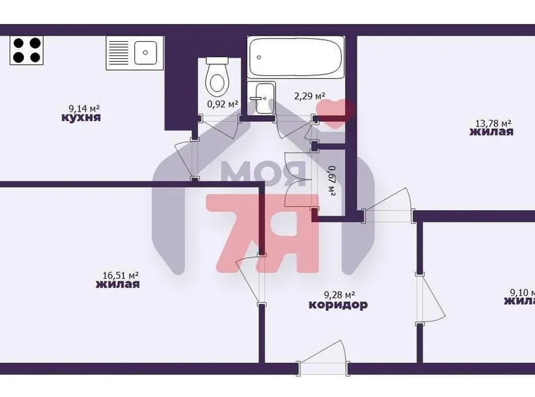 3 room apartment 65 m² Barysaw, Belarus