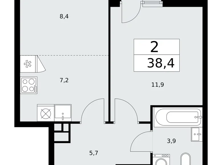 Mieszkanie 2 pokoi 38 m² poselenie Sosenskoe, Rosja