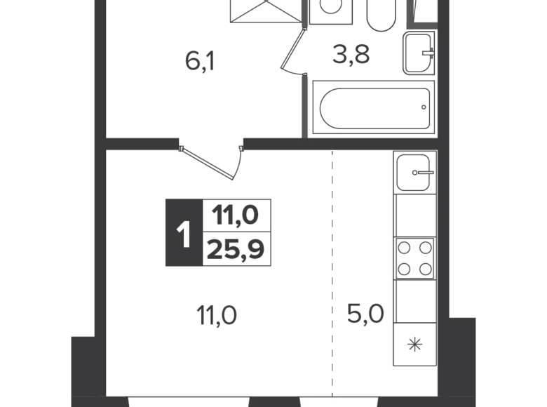Studio 1 chambre 26 m² Leninsky District, Russie