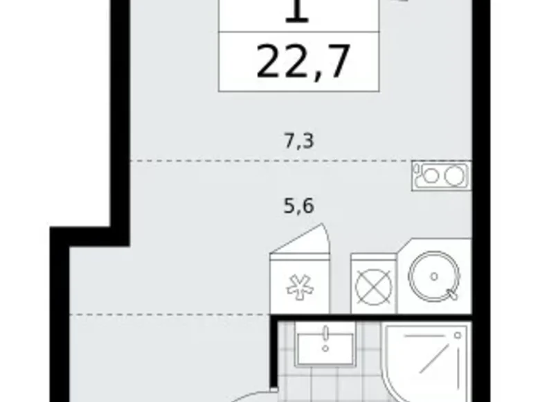 Apartamento 1 habitación 23 m² poselenie Sosenskoe, Rusia