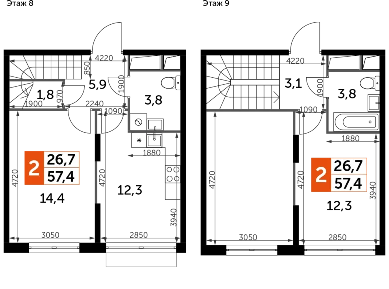 Mieszkanie 4 pokoi 120 m² Razvilka, Rosja