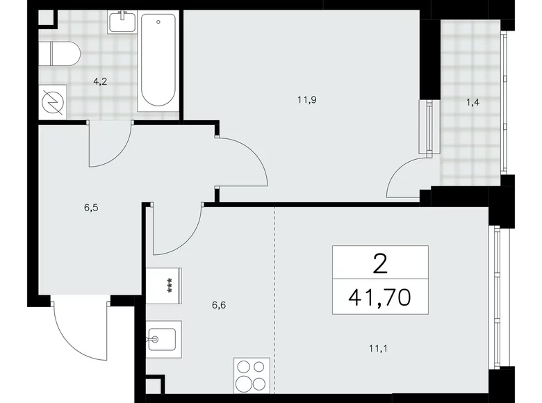 Apartamento 2 habitaciones 42 m² Moscú, Rusia