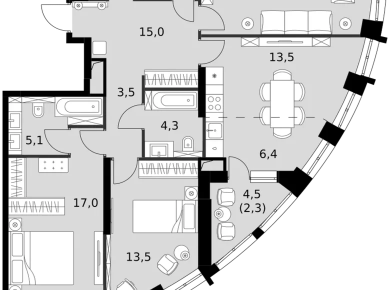 Apartamento 4 habitaciones 106 m² North-Western Administrative Okrug, Rusia