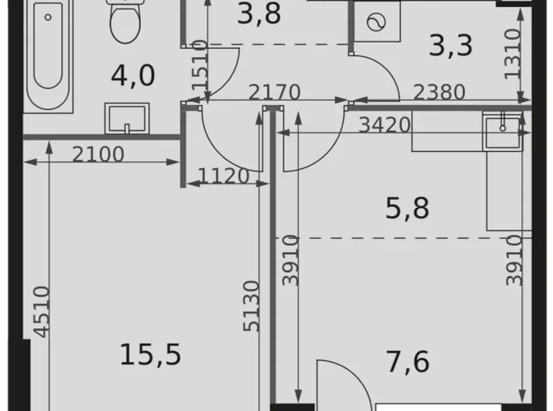 Apartamento 1 habitación 42 m² Moscú, Rusia