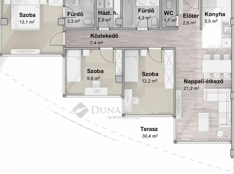 Квартира 85 м² Szegedi jaras, Венгрия