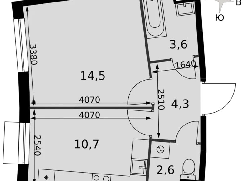 Квартира 1 комната 36 м² Развилка, Россия