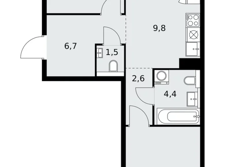 Appartement 3 chambres 60 m² poselenie Sosenskoe, Fédération de Russie