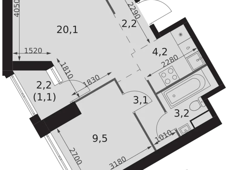 Mieszkanie 2 pokoi 43 m² Konkovo District, Rosja