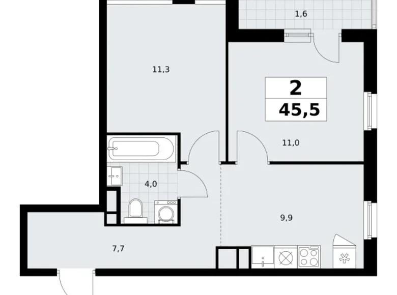 Wohnung 2 zimmer 46 m² Postnikovo, Russland