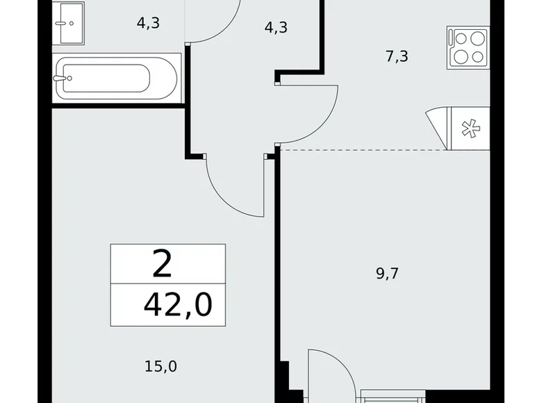 Wohnung 2 zimmer 42 m² poselenie Sosenskoe, Russland