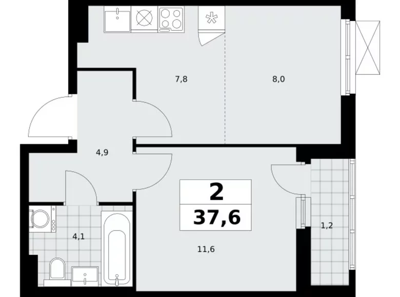 Appartement 2 chambres 38 m² poselenie Sosenskoe, Fédération de Russie