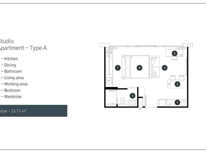 Estudio 1 habitación 34 m² Phuket, Tailandia