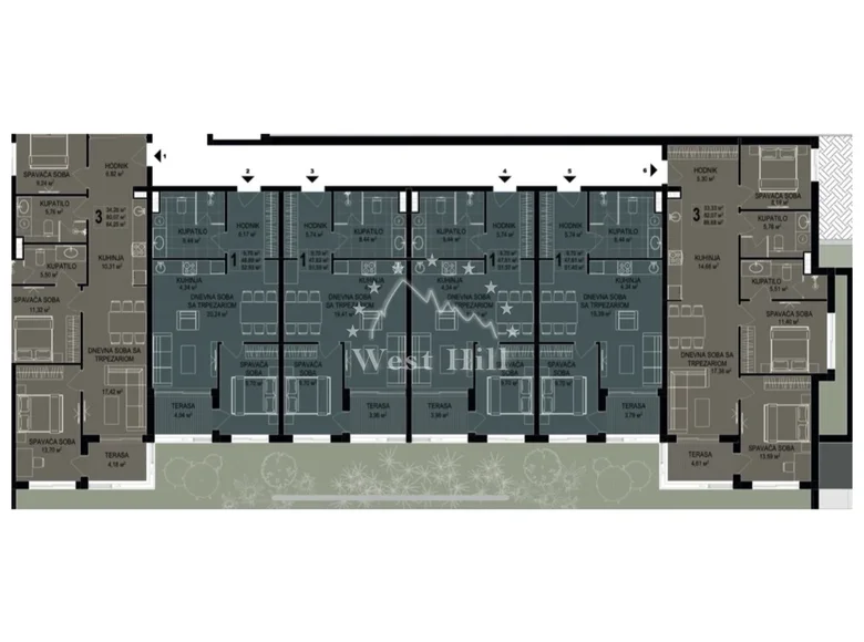 Квартира 1 комната 52 м² Бечичи, Черногория