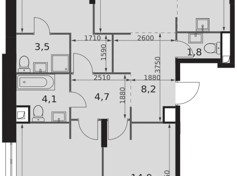 Mieszkanie 5 pokojów 111 m² North-Western Administrative Okrug, Rosja