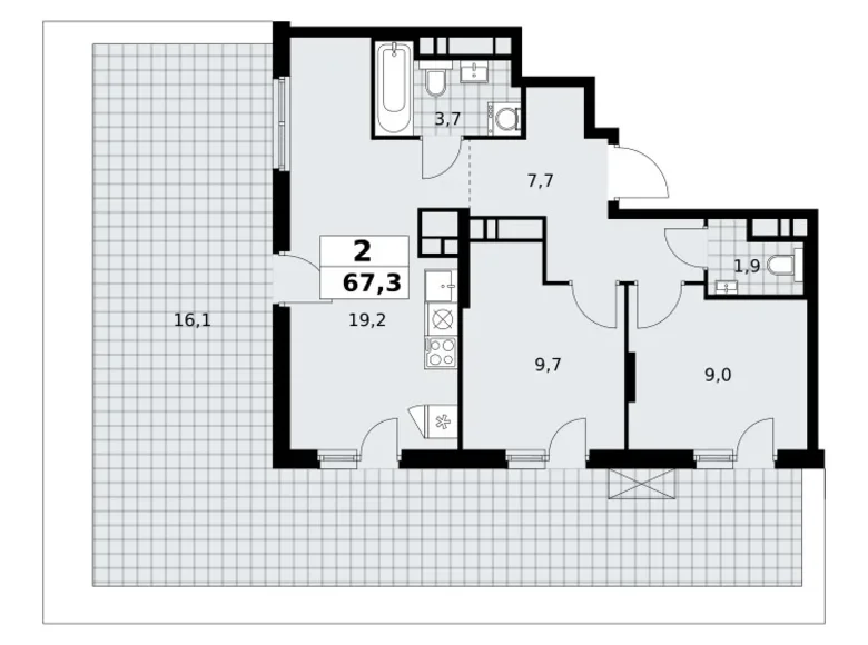 Квартира 2 комнаты 67 м² поселение Сосенское, Россия