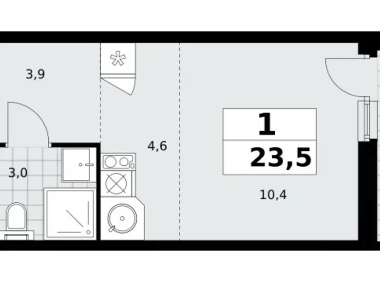 Mieszkanie 1 pokój 24 m² Moskwa, Rosja