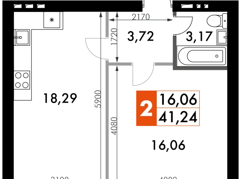 Mieszkanie 1 pokój 41 m² Naro-Fominskiy gorodskoy okrug, Rosja