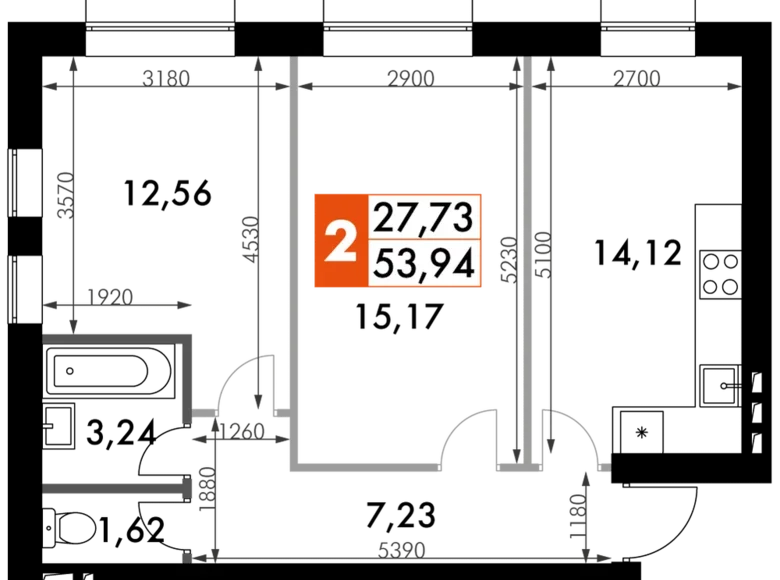 Квартира 2 комнаты 54 м² Наро-Фоминский городской округ, Россия