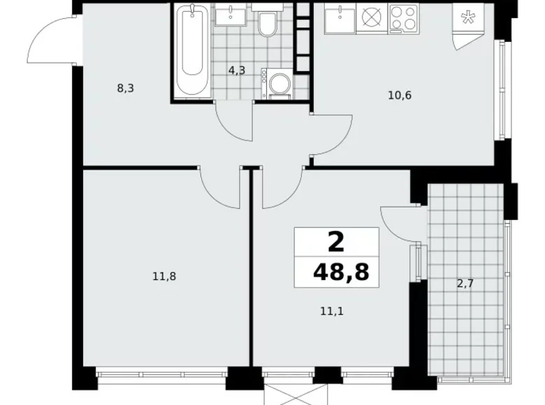 Wohnung 2 Zimmer 49 m² Moskau, Russland