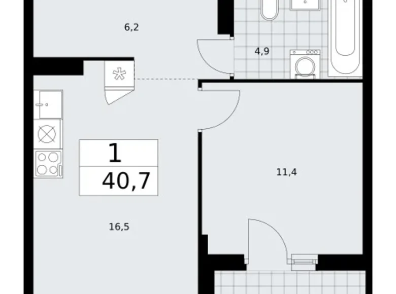 Wohnung 1 zimmer 41 m² Troizk, Russland