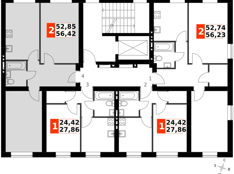 2 room apartment 56 m² Naro-Fominskiy gorodskoy okrug, Russia