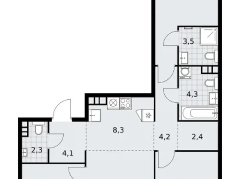 Квартира 4 комнаты 80 м² Юго-Западный административный округ, Россия