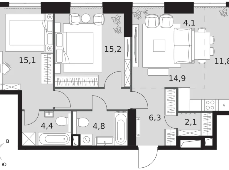 Mieszkanie 3 pokoi 79 m² Konkovo District, Rosja