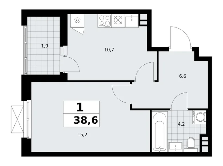 1 room apartment 39 m² poselenie Sosenskoe, Russia