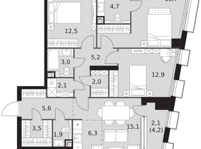 Квартира 3 комнаты 93 м² Северо-Западный административный округ, Россия