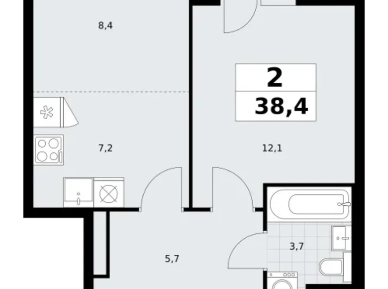 Appartement 2 chambres 38 m² Postnikovo, Fédération de Russie