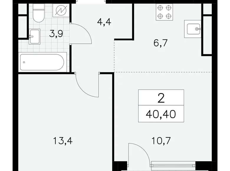 Wohnung 2 zimmer 40 m² Südwestlicher Verwaltungsbezirk, Russland