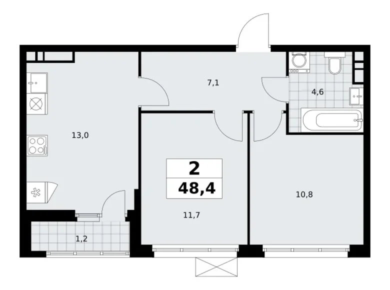 Wohnung 2 Zimmer 48 m² Südwestlicher Verwaltungsbezirk, Russland