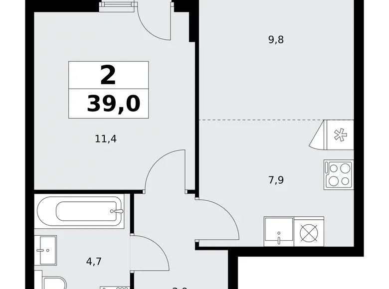 Wohnung 2 zimmer 39 m² poselenie Sosenskoe, Russland